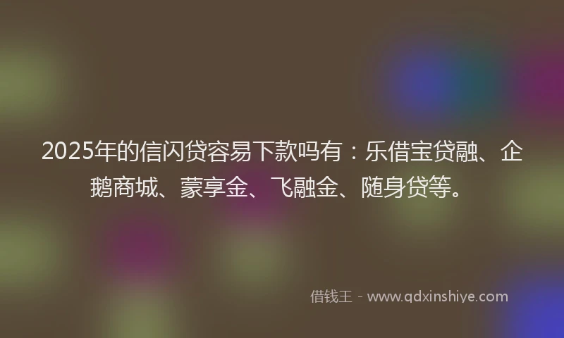 2025年的信闪贷容易下款吗有：乐借宝贷融、企鹅商城、蒙享金、飞融金、随身贷等。