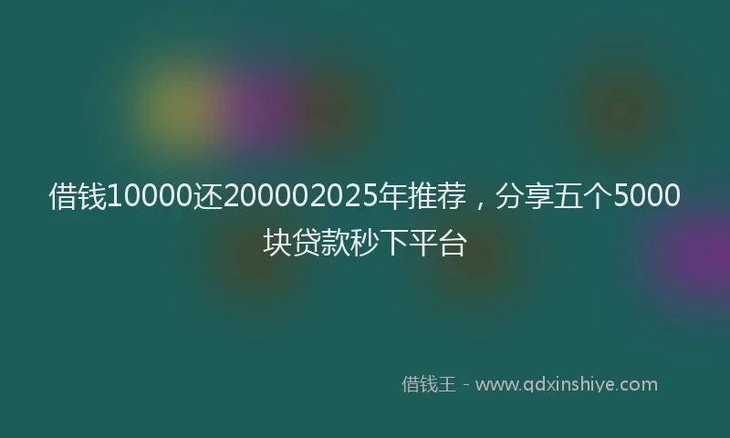借钱10000还200002025年推荐，分享五个5000块贷款秒下平台