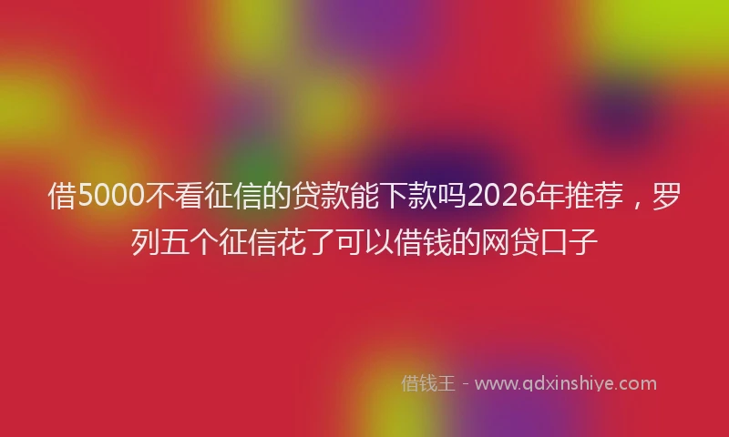 借5000不看征信的贷款能下款吗2026年推荐,罗列五个征信花了可以借钱的网贷口子