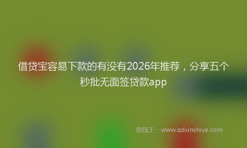 借贷宝容易下款的有没有2026年推荐,分享五个秒批无面签贷款app
