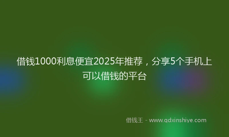 借钱1000利息便宜2025年推荐，分享5个手机上可以借钱的平台