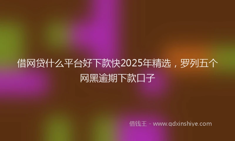 借网贷什么平台好下款快2025年精选，罗列五个网黑逾期下款口子