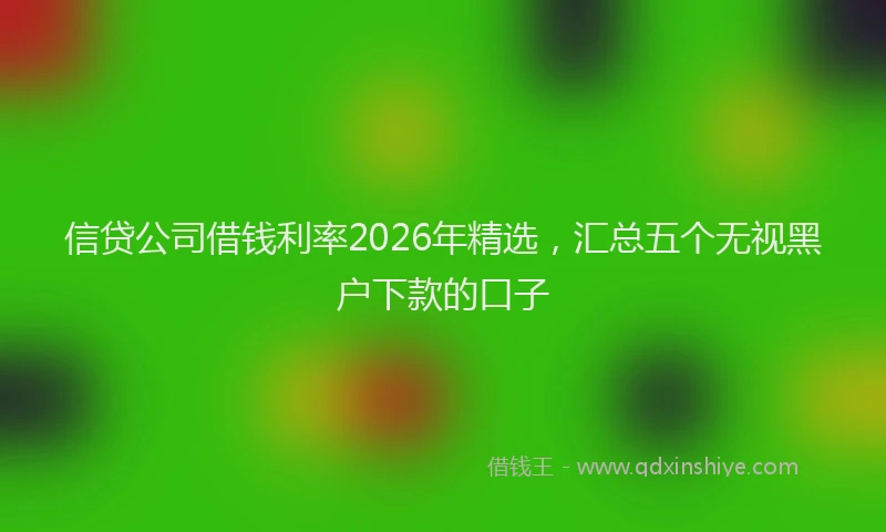 信贷公司借钱利率2026年精选，汇总五个无视黑户下款的口子