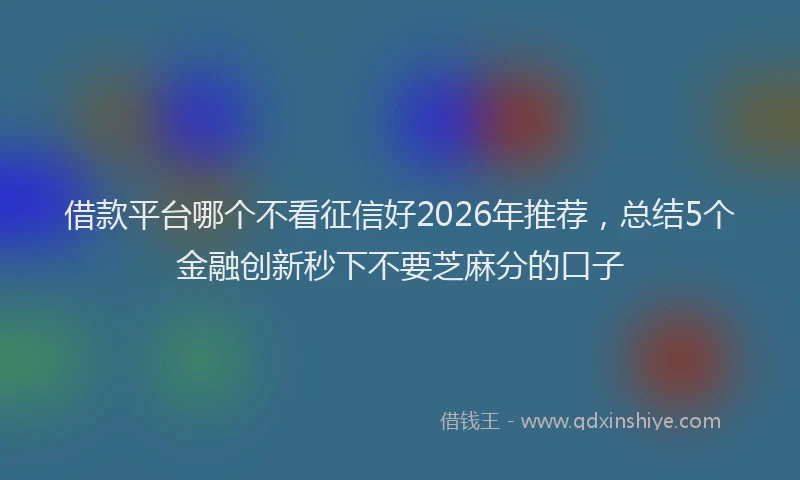 借款平台哪个不看征信好2026年推荐，总结5个金融创新秒下不要芝麻分的口子