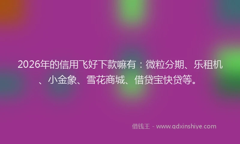 2026年的信用飞好下款嘛有：微粒分期、乐租机、小金象、雪花商城、借贷宝快贷等。
