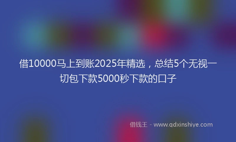 借10000马上到账2025年精选，总结5个无视一切包下款5000秒下款的口子
