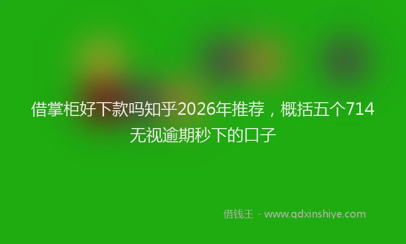 借掌柜好下款吗知乎2026年推荐,概括五个714无视逾期秒下的口子
