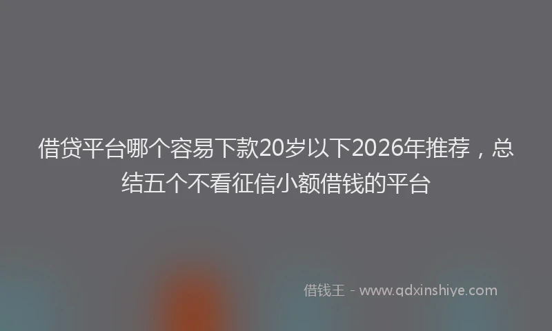 借贷平台哪个容易下款20岁以下2026年推荐，总结五个不看征信小额借钱的平台