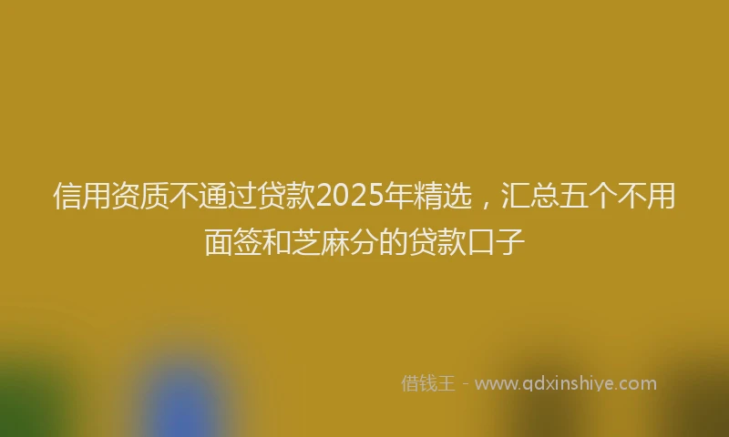 信用资质不通过贷款2025年精选，汇总五个不用面签和芝麻分的贷款口子