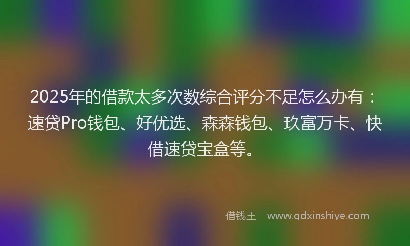 2025年的借款太多次数综合评分不足怎么办有:速贷Pro钱包、好优选、森森钱包、玖富万卡、快借速贷宝盒等。