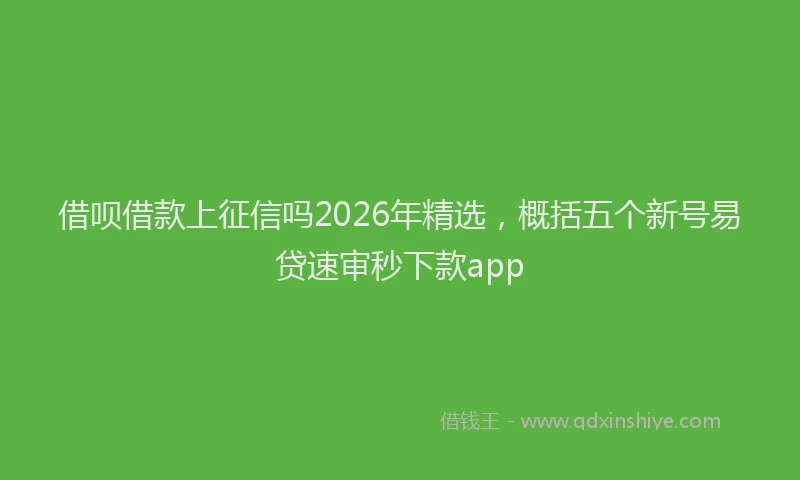 借呗借款上征信吗2026年精选，概括五个新号易贷速审秒下款app