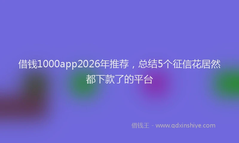 借钱1000app2026年推荐，总结5个征信花居然都下款了的平台