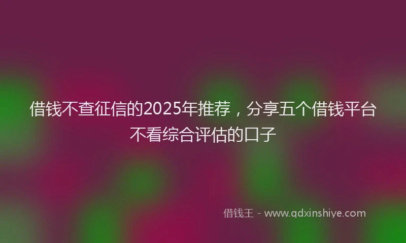 借钱不查征信的2025年推荐，分享五个借钱平台不看综合评估的口子