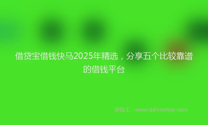 借贷宝借钱快马2025年精选,分享五个比较靠谱的借钱平台