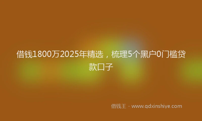 借钱1800万2025年精选，梳理5个黑户0门槛贷款口子