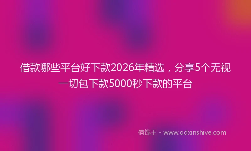 借款哪些平台好下款2026年精选,分享5个无视一切包下款5000秒下款的平台