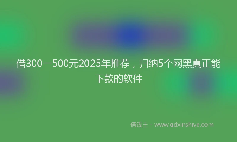 借300一500元2025年推荐，归纳5个网黑真正能下款的软件