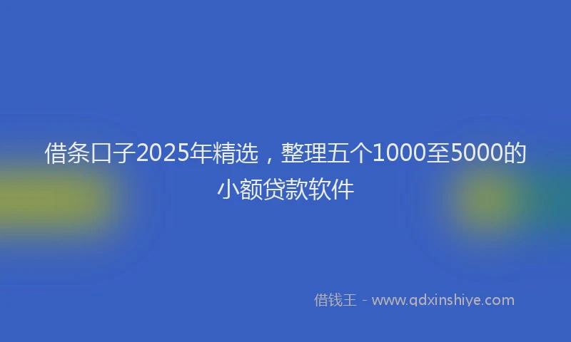 借条口子2025年精选,整理五个1000至5000的小额贷款软件