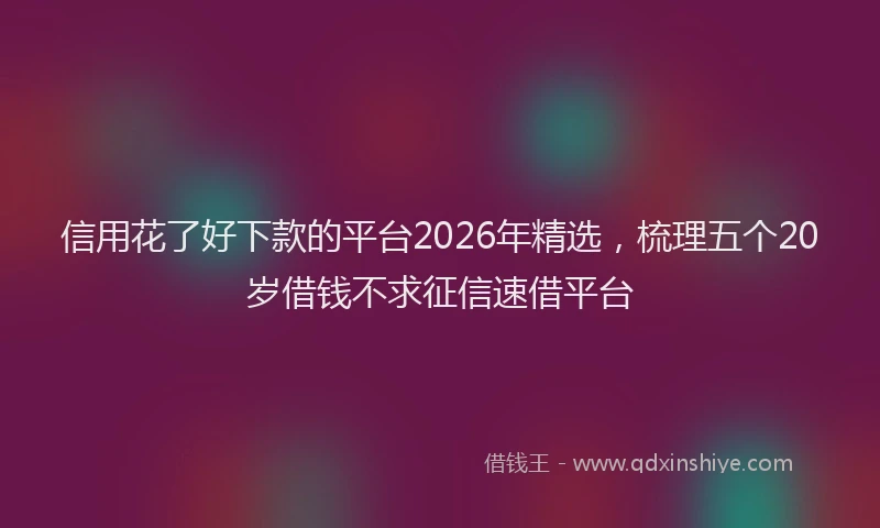 信用花了好下款的平台2026年精选，梳理五个20岁借钱不求征信速借平台