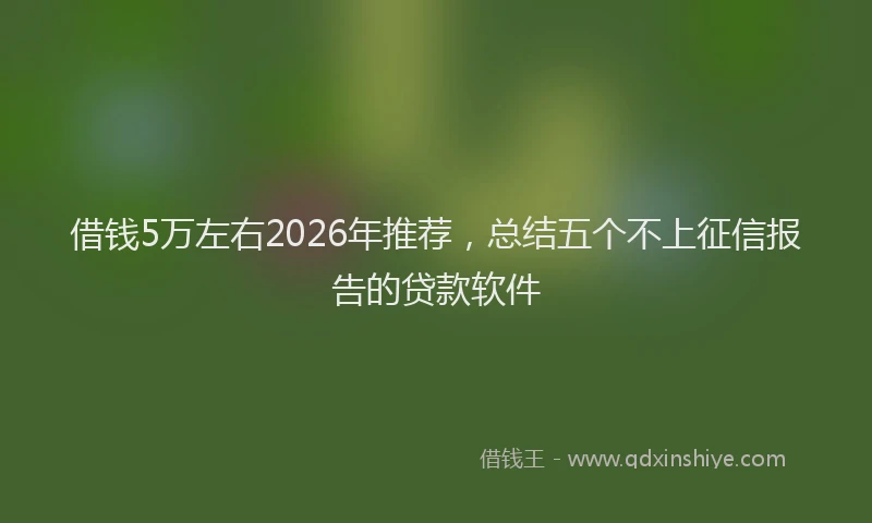 借钱5万左右2026年推荐,总结五个不上征信报告的贷款软件