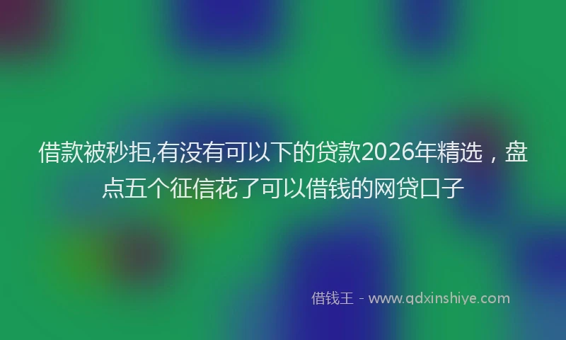 借款被秒拒,有没有可以下的贷款2026年精选，盘点五个征信花了可以借钱的网贷口子