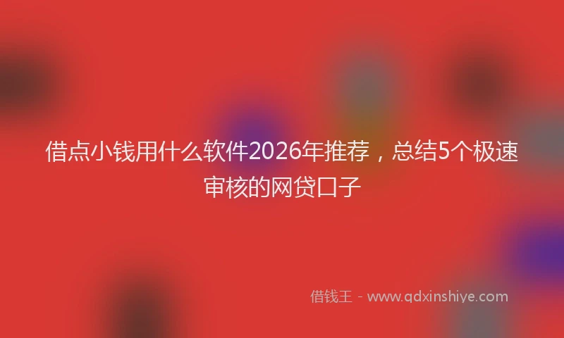 借点小钱用什么软件2026年推荐,总结5个极速审核的网贷口子