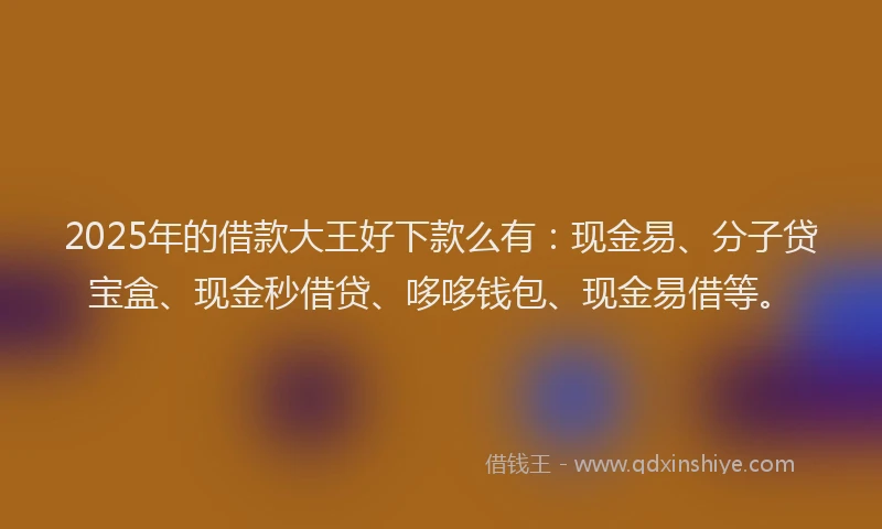 2025年的借款大王好下款么有：现金易、分子贷宝盒、现金秒借贷、哆哆钱包、现金易借等。