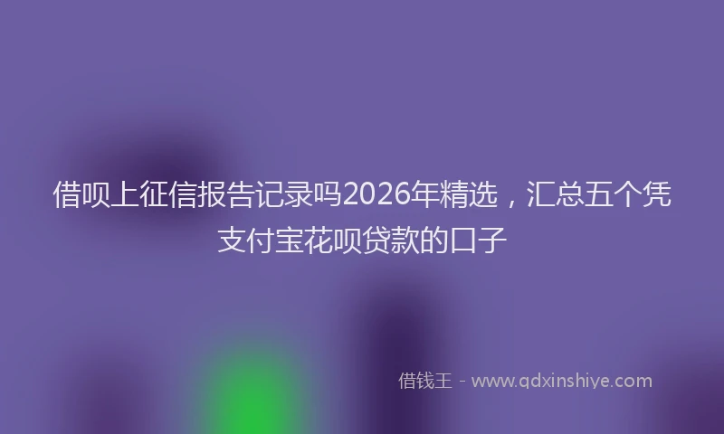 借呗上征信报告记录吗2026年精选，汇总五个凭支付宝花呗贷款的口子