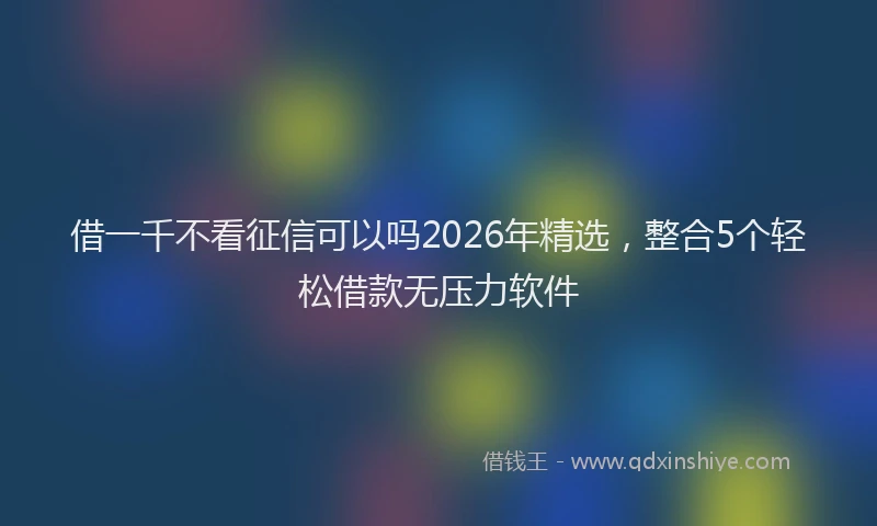 借一千不看征信可以吗2026年精选，整合5个轻松借款无压力软件