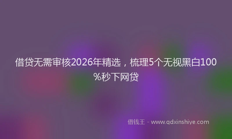 借贷无需审核2026年精选,梳理5个无视黑白100%秒下网贷