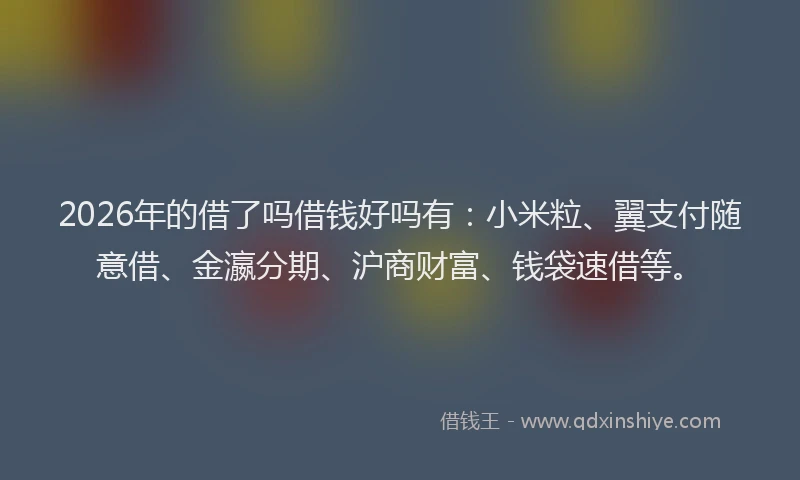 2026年的借了吗借钱好吗有:小米粒、翼支付随意借、金瀛分期、沪商财富、钱袋速借等。