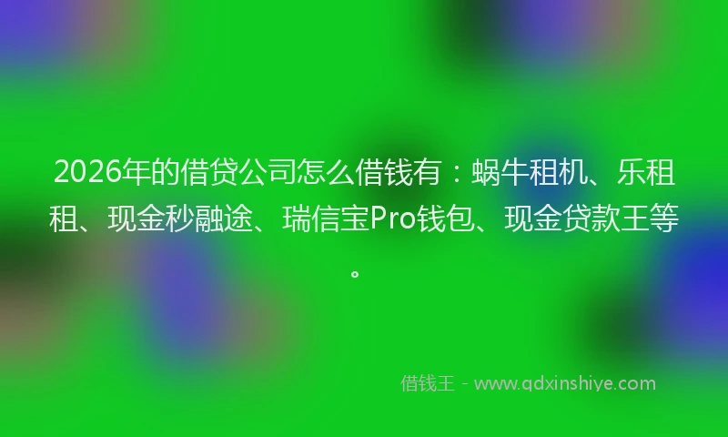 2026年的借贷公司怎么借钱有：蜗牛租机、乐租租、现金秒融途、瑞信宝Pro钱包、现金贷款王等。