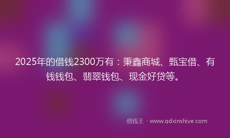 2025年的借钱2300万有：秉鑫商城、甄宝借、有钱钱包、翡翠钱包、现金好贷等。