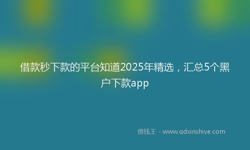 借款秒下款的平台知道2025年精选,汇总5个黑户下款app