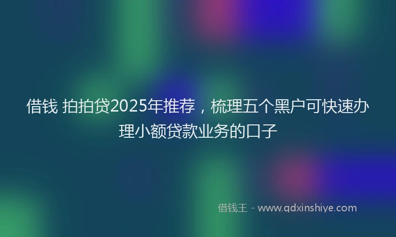 借钱 拍拍贷2025年推荐，梳理五个黑户可快速办理小额贷款业务的口子