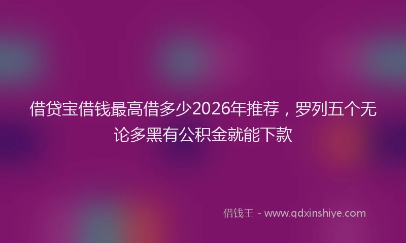 借贷宝借钱最高借多少2026年推荐，罗列五个无论多黑有公积金就能下款