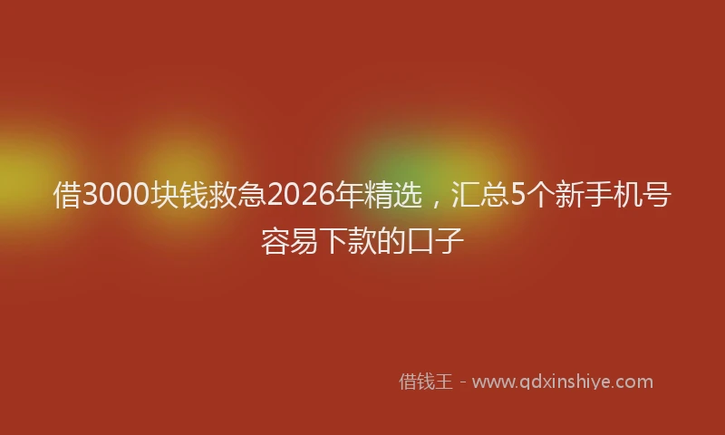 借3000块钱救急2026年精选，汇总5个新手机号容易下款的口子