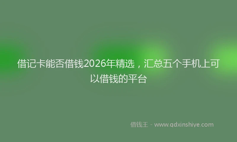 借记卡能否借钱2026年精选，汇总五个手机上可以借钱的平台