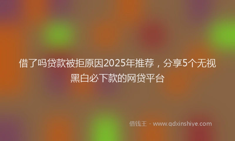 借了吗贷款被拒原因2025年推荐，分享5个无视黑白必下款的网贷平台