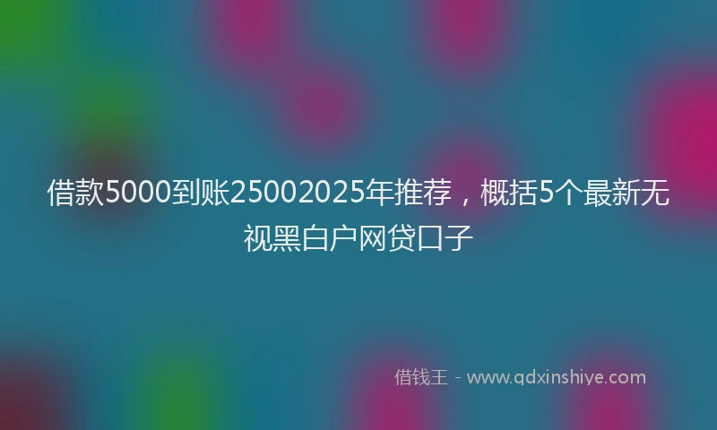 借款5000到账25002025年推荐，概括5个最新无视黑白户网贷口子