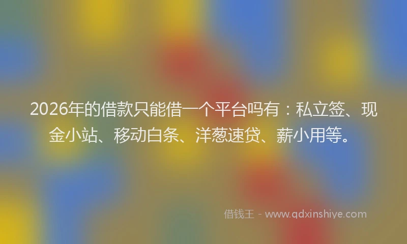 2026年的借款只能借一个平台吗有：私立签、现金小站、移动白条、洋葱速贷、薪小用等。