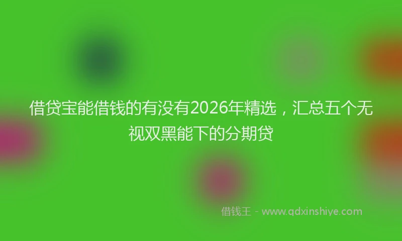 借贷宝能借钱的有没有2026年精选，汇总五个无视双黑能下的分期贷