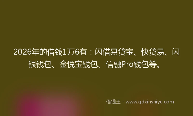 2026年的借钱1万6有：闪借易贷宝、快贷易、闪银钱包、金悦宝钱包、信融Pro钱包等。