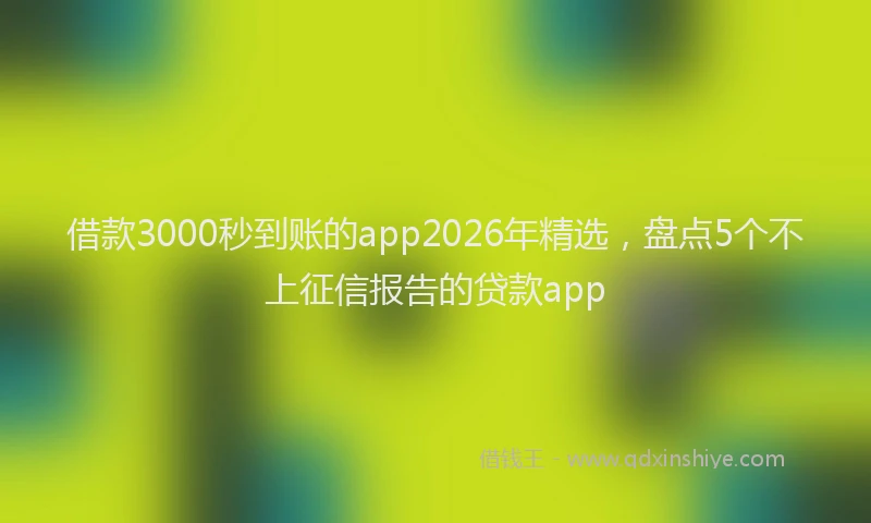 借款3000秒到账的app2026年精选，盘点5个不上征信报告的贷款app