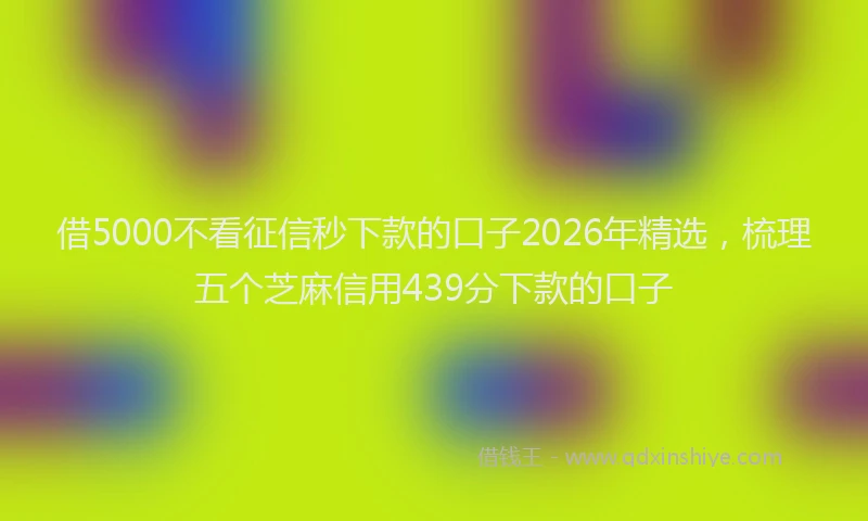 借5000不看征信秒下款的口子2026年精选,梳理五个芝麻信用439分下款的口子