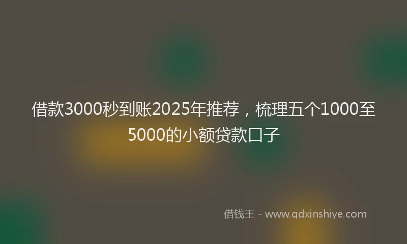 借款3000秒到账2025年推荐，梳理五个1000至5000的小额贷款口子
