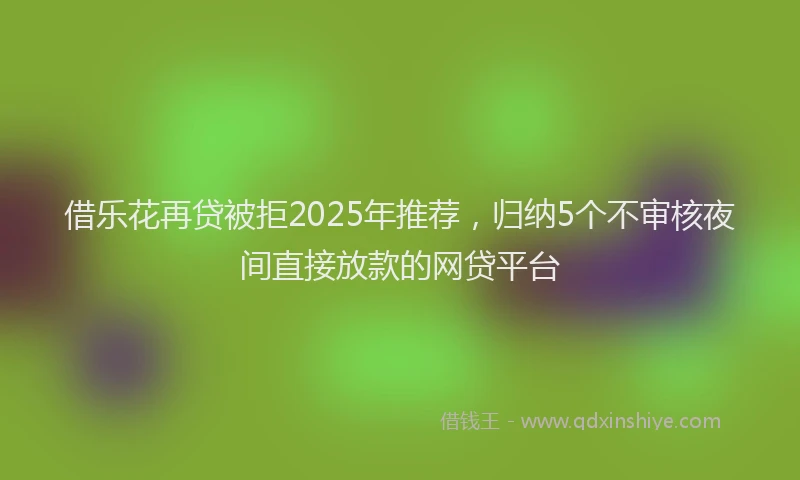 借乐花再贷被拒2025年推荐，归纳5个不审核夜间直接放款的网贷平台