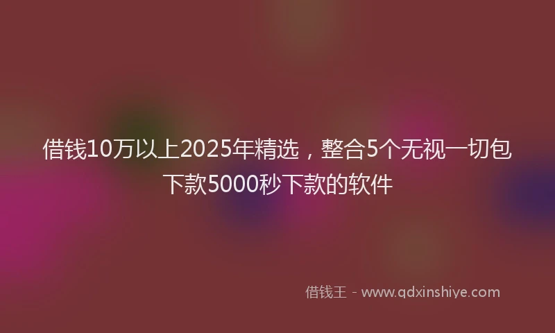 借钱10万以上2025年精选，整合5个无视一切包下款5000秒下款的软件