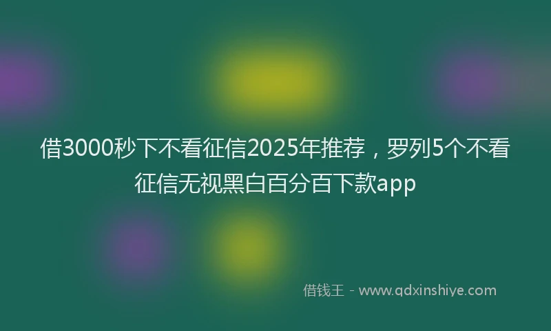 借3000秒下不看征信2025年推荐，罗列5个不看征信无视黑白百分百下款app