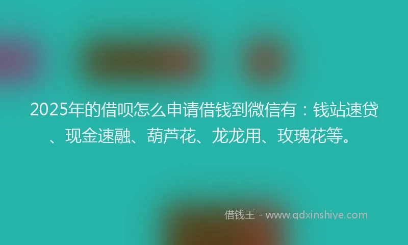 2025年的借呗怎么申请借钱到微信有：钱站速贷、现金速融、葫芦花、龙龙用、玫瑰花等。